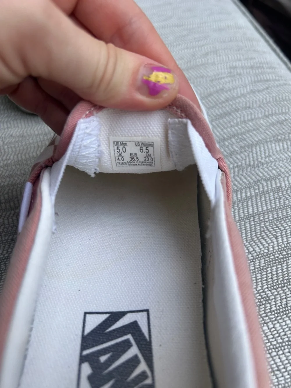 Vans Classic Slip-On mauve pink & white checkerboard unisex sneakers